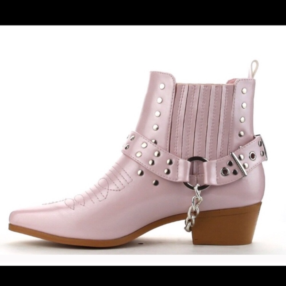 Pink Metallic cowboy bootie